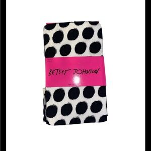 Betsey Johnson Black & White Polka Dot Scarf with Pink Band